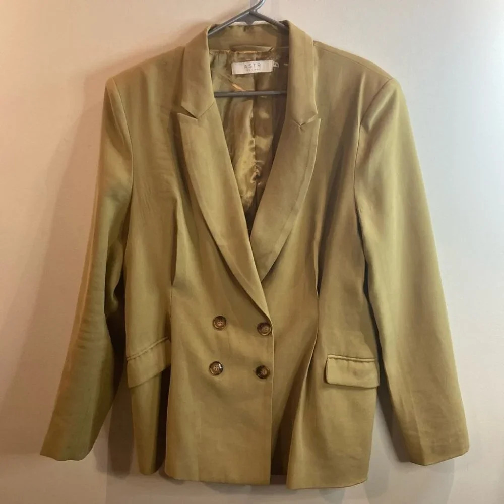 ASTR THE LABEL Sz XL Double Breasted Vintage Gold Lined Blazer Jacket w/ Pockets